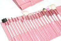20 pinceis+case branco e rosa