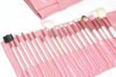 20 pinceis+case branco e rosa